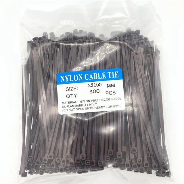 600Pcs Zip Ties 3x100mm Nylon Self-Locking Cable Ties Color Plastic Zip Ties Velcro Cable Ties  Cable Organizer Wire Strap 600pcs brown 3x100