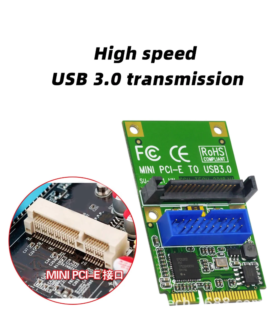 Мини-разъем PCI Express до 19 Pin/20pin USB3.0 карты расширения MINI PCI-E к USB 3,0 карта адаптера 15pin SATA Мощность Порты и разъёмы для настольных ПК