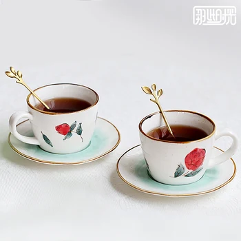 

Bone China Coffee Cup Porcelana Gold Rim Flower Reusable Cup Luxury Eco Friendly Ceramic Cup Tasse A Cafe Espresso Cup AC50CK