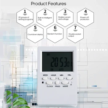 

New Intelligent Electronic Timing Socket Digital Timer Socket Countdown Time Setting Switch Plug-in Programmable Time Controller