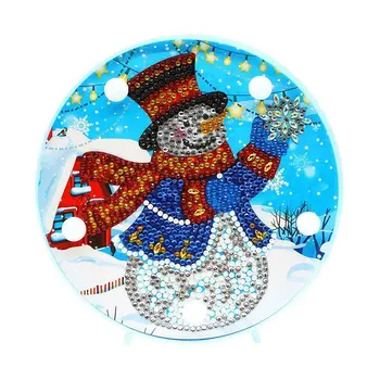 

2019 HOT SALE 5D Diy Night Light Diamond Painting Round Ornaments Christmas Day Decoration Christmas Tree Led Embroidery Crafts