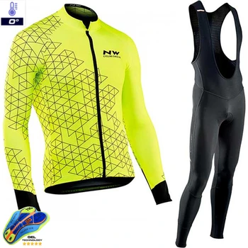 

Northwave Warm 2020 Winter Thermal Fleece Cycling Clothes NW Men's Jersey Suit Outdoor Riding Bike MTB Clothing Bib Pants Set