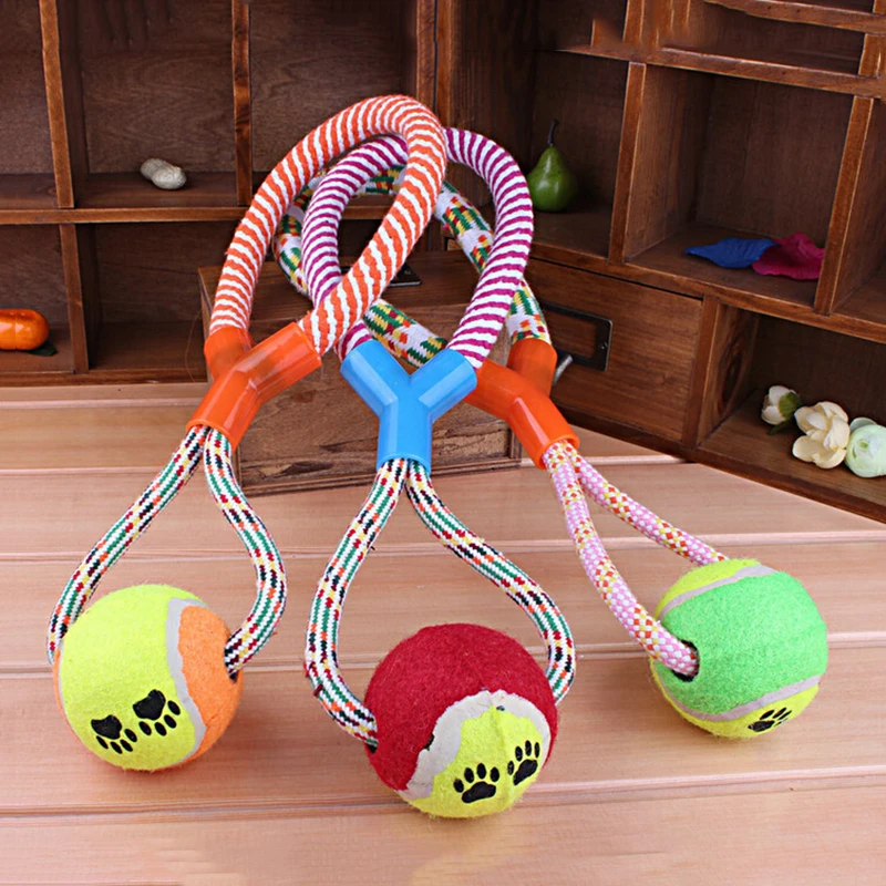 Dog Training Products Dog Play Rope Ball Toys Dogs Exercise Play Dog Rope Toys Tennis Style Pet Chew Rope Toys solid rubber dog chew training ball toys tooth cleaning chew ball pet play training chewing toy with rope handle