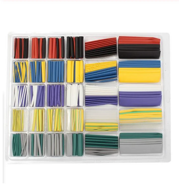 

500PCS Polyolefin 2:1 Heat Shrink Tube Electrical Wrap Wire Cable Sleeving Kit Shrinkable Tubing Assortment Set