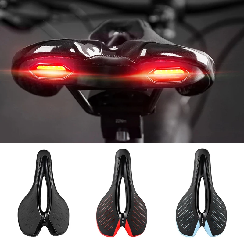 bicycle seat mountain bike silicone nylon saddle road bike saddle with taillight riding equipment bicycle saddle