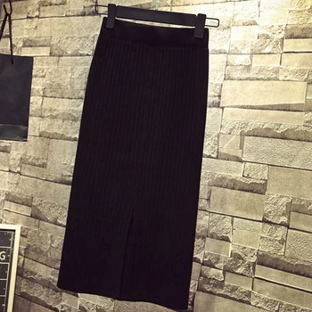 

High Waist Skirts Women Skirts Women Back Slit Bodycon Elegant Midi Pencil Skirt Autumn Winter Casual Knitted Skirt