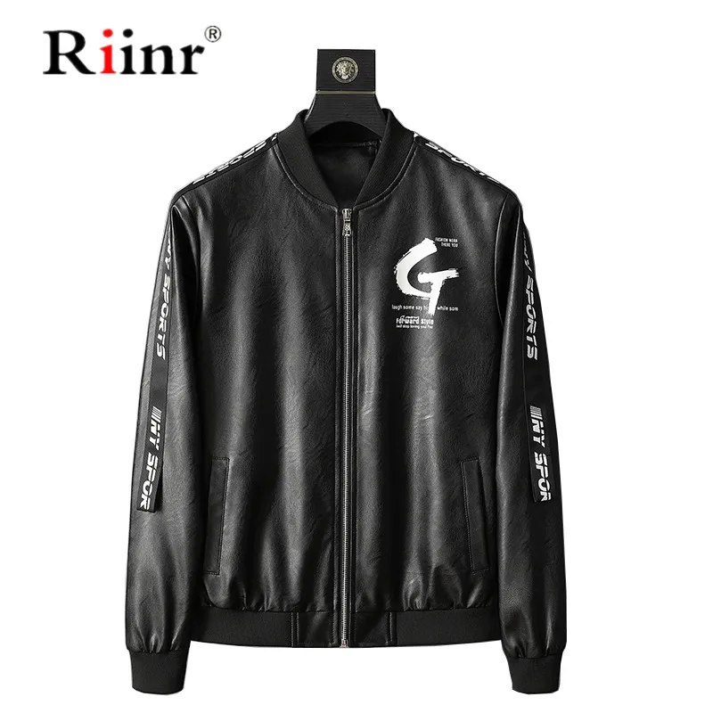 

Riinr 2019 New Arrival Autumn Stand PU Leather Jacket Causal Fashion Slim Fit Brand Clothes Comfortable Soft Coat