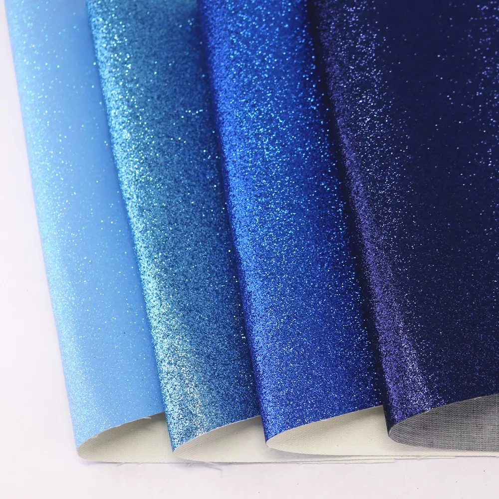Plain Glitter Fabric Faux PU Leather For Craft Sewing Bow DIY Leather Fabric