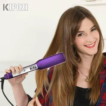 

KIPOZI Hair Straightener 2 in 1 Quick Heating Hair Curler Flat Iron Steam with LCD Display Adjustable Temperature Convenient