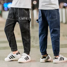 20160 BOY'S Pants New Style Autumn Fashion Middle And Large CHILDREN'S Trousers Children Hair Standard Jeans Fashion Trouse