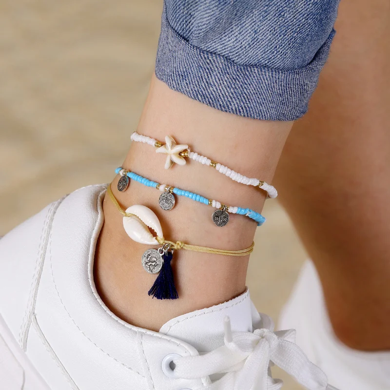Bohemian Tassel Anklet Set For Women Nature Shell Beads Starfish Anklets 2019 Bracelet On Leg DIY Foot Jewelry Beach Accessories Bohemian Tassel Anklet Set For Women Nature Shell Beads Starfish Anklets 2019 Bracelet On Leg DIY Foot Jewelry Beach Accessories