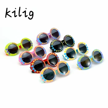 

Kilig Round Lovely Kids Sunglasses Girls Boys Vintage Goggle Protective Glasses Children Eyewear Oculos Infantil Accessories
