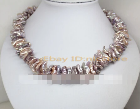 01395 18"long Excellent natural lilac baroque Biwa pearl gem necklace