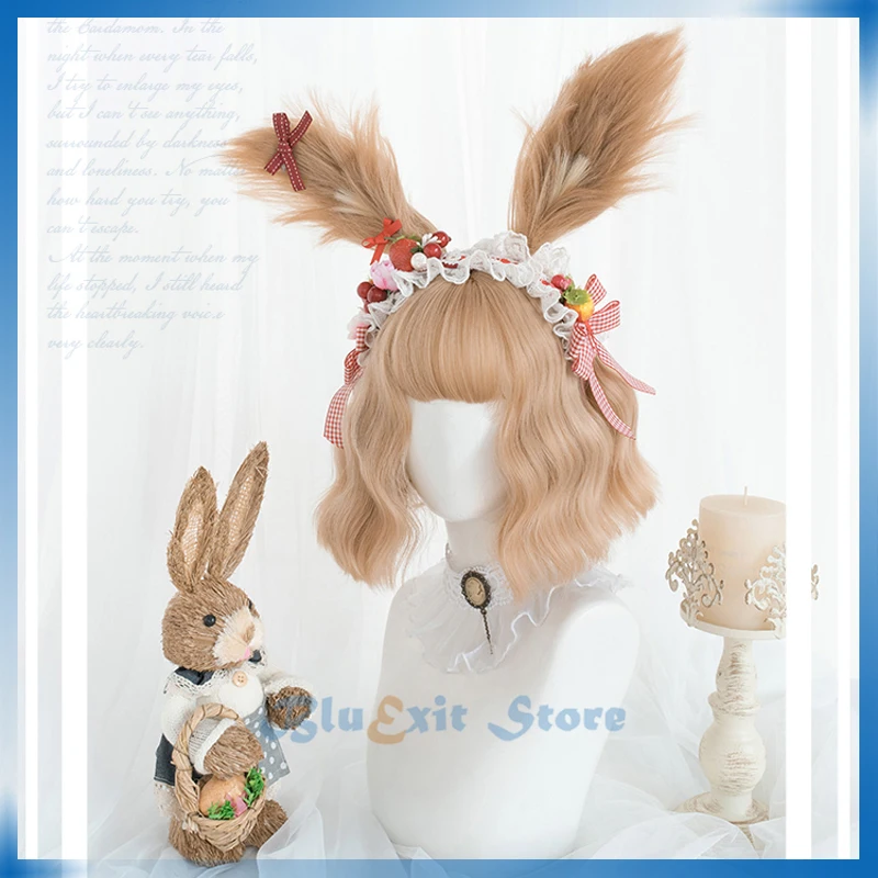 Парик для косплея Лолита Харадзюку милые короткие вьющиеся синтетические