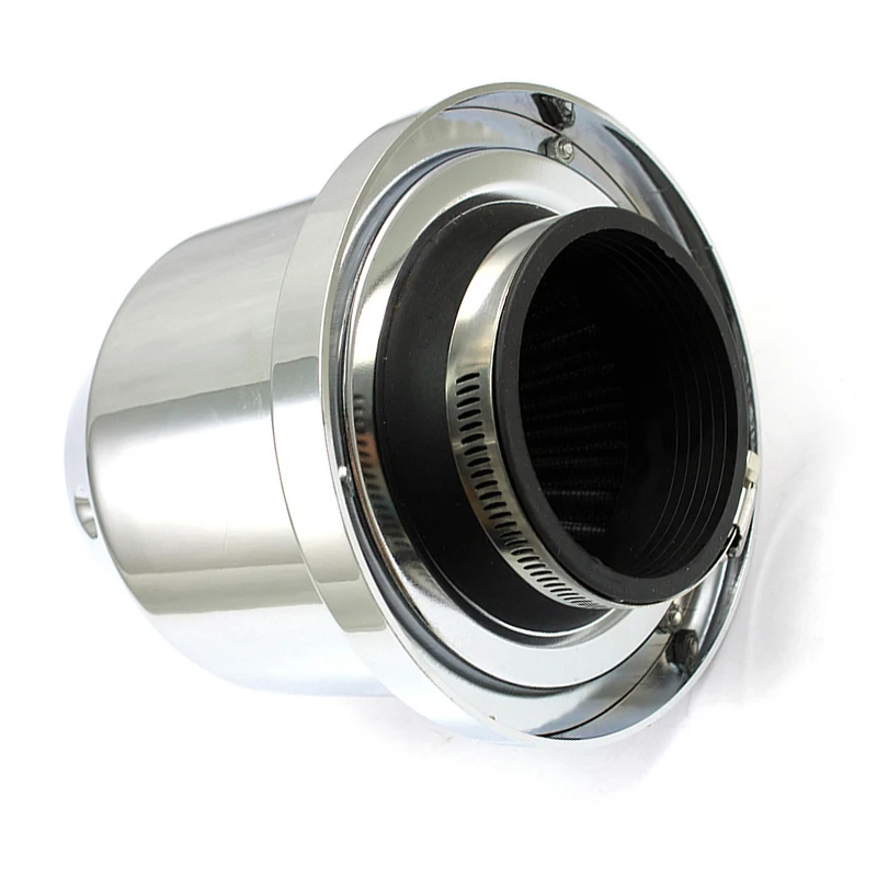 

76MM High Quality Hard Plastic Universal High Flow Cold Air Intake Filter Cleaner Silver For Car Accessory
