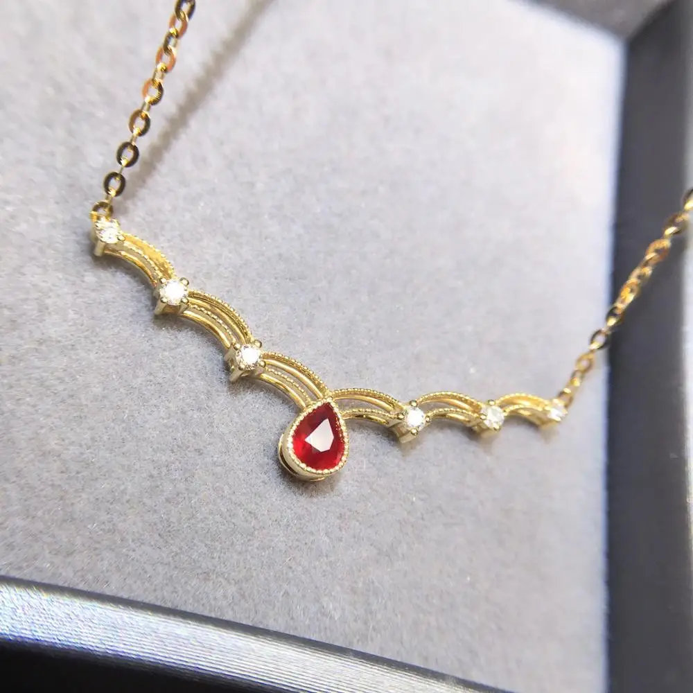 Рубиновое ожерелье 0.4ct изысканные драгоценности 18K золотые ювелирные изделия настоящий бриллиант красный рубин драгоценные камни женские классические бриллианты ювелирные изделия ожерелье s