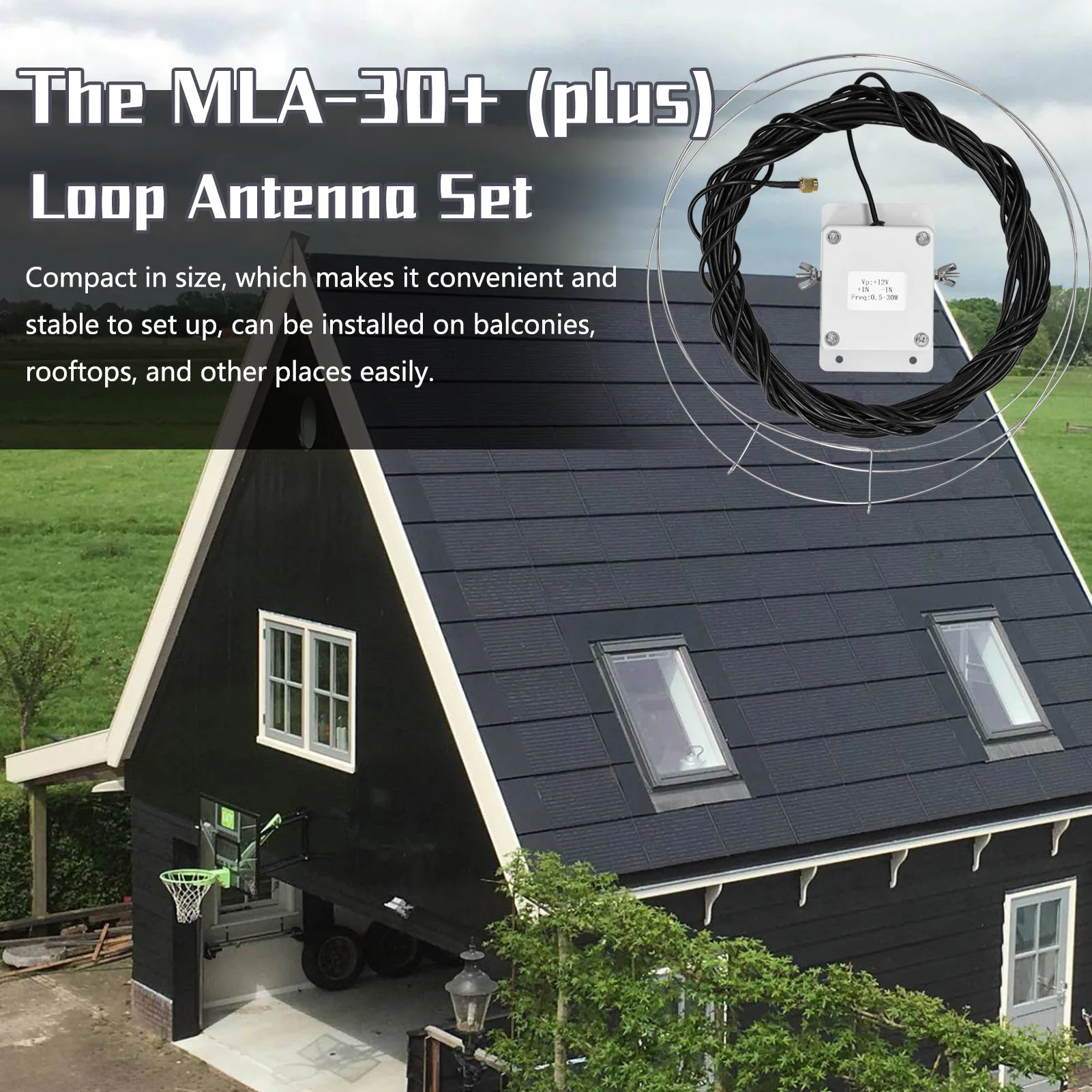 MLA-30+ (plus) Loop Antenna Active Receive Antennas Low Noise Medium Short Waves with 0.5-30 MHz Frequency |