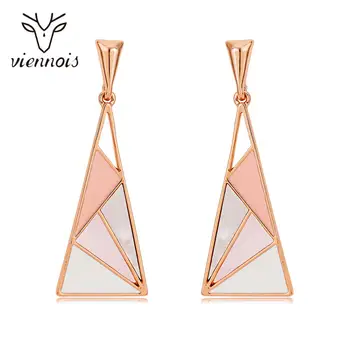 

Viennois New Enamel Dangle Earrings For Women in Exclusive Square Design Rose Gold Color Female Metallic Party Jewelry