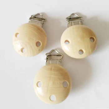 

1Pcs Baby Wooden Clips Baby Pacifier Dummy Clip Holder Solid Color Natural Wood Baby Feeding Accessories Soother Clasp Metal