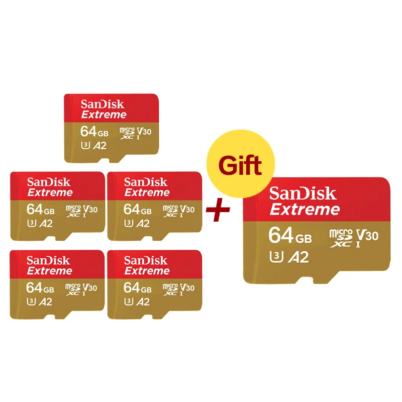 Карта памяти SanDisk 5 + 1 32GB A1 Micro SD карта высокоскоростная U3 64GB 128GB A2 4K UHS I V30