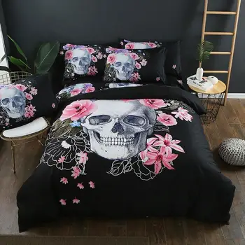 

10 Black USA Large positioning pattern 3D printed Skeleton bed sheet sets