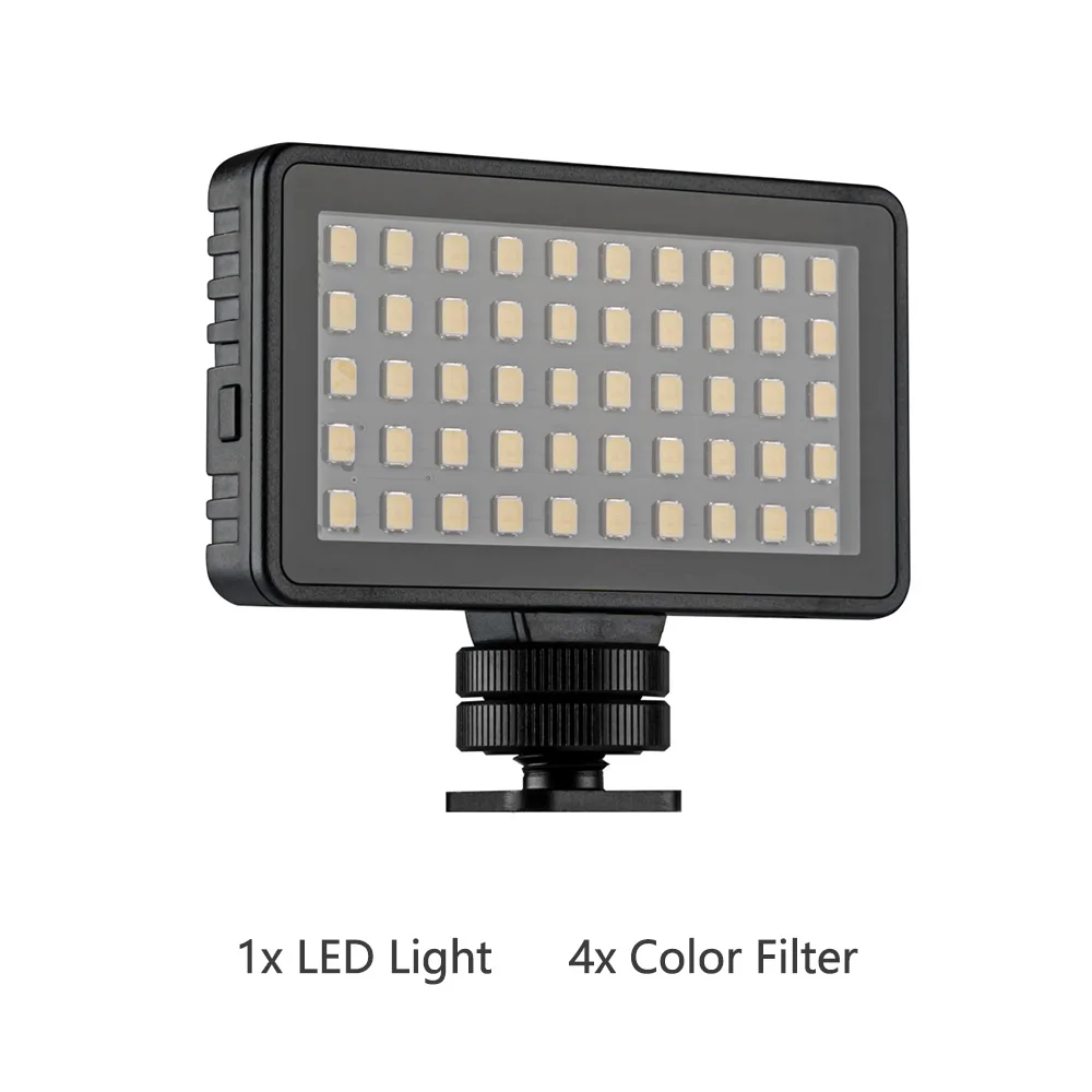 LED Light Чехол TELESIN Vlog для Gopro Hero 7 6 5 черная пластиковая клетка Холодный башмак вращающийся микрофон адаптер Светодиодный светильник цветной фильтр - Цвет: LED Light