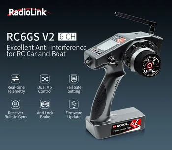 

RadioLink RC6GS V2 2.4G 6CH 600m Distance Rc Car Controller Transmitter w/ FHSS R7FG Gyro Inside Receiver for RC Car Boat