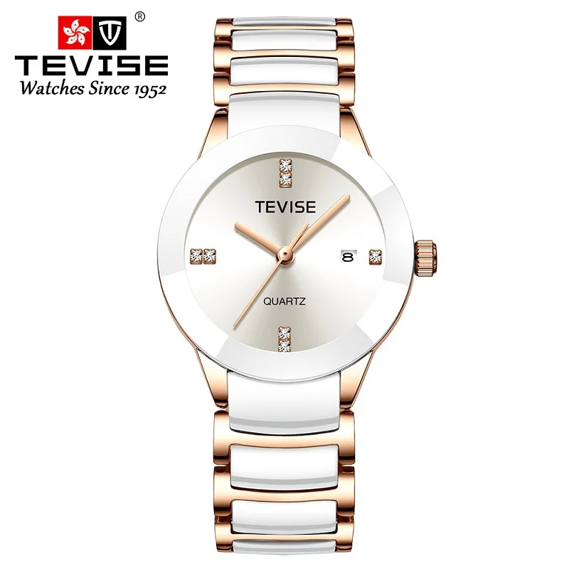 TEVISE женские часы T845LS кварцевые часы женские модные повседневные керамические женские часы водонепроницаемые наручные часы фиксирующий инструмент дропшиппинг