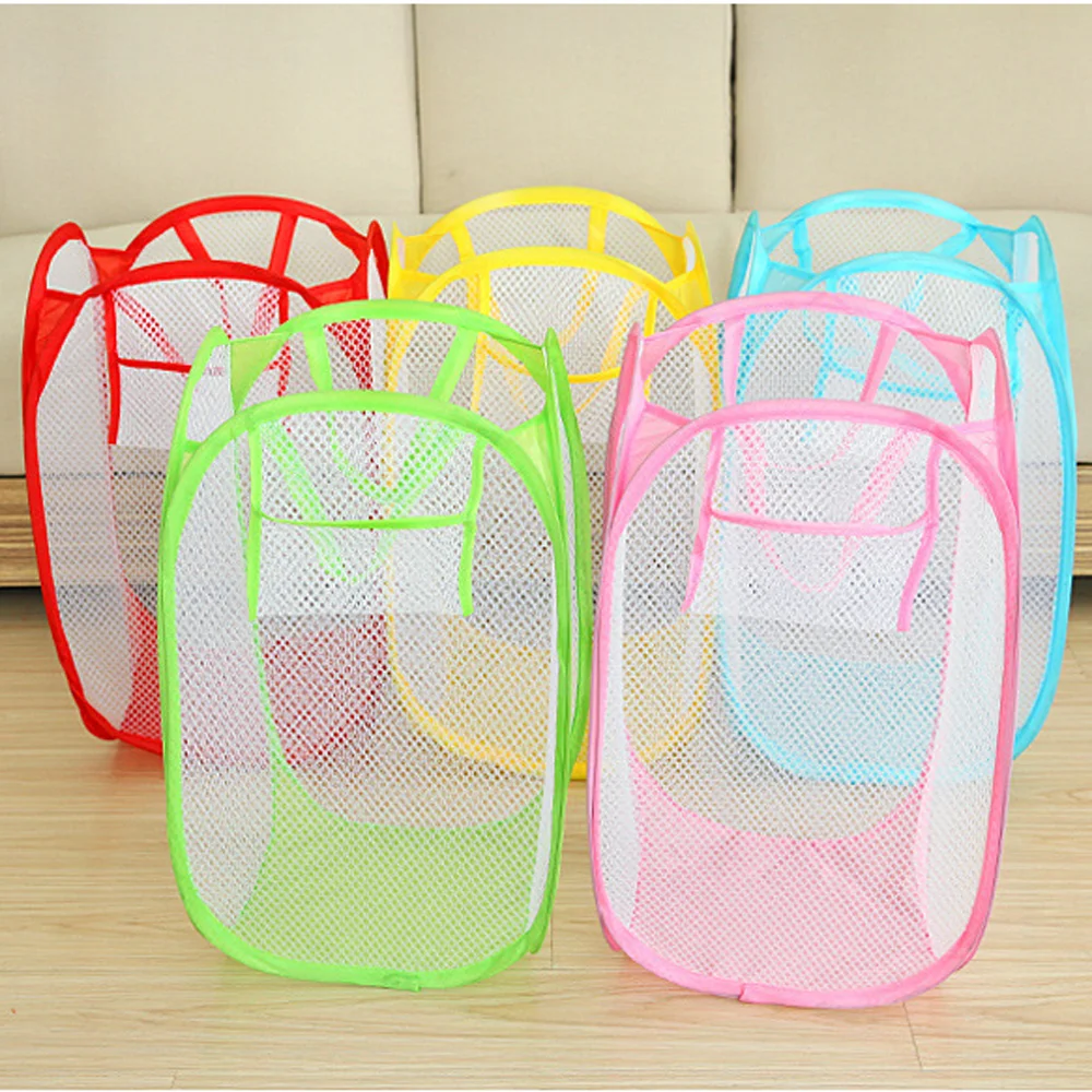 

Laundry Basket Foldable Pop Up Washing Laundry Basket Bag Hamper Mesh Storage Bathroom Accessories Tools2.10