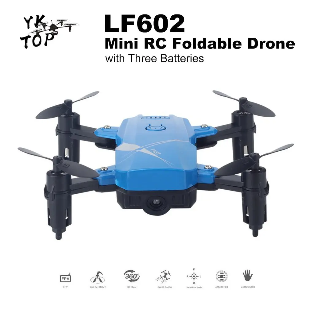 

LF602 Mini RC 2.4G Foldable RC Quadcopter Drone Aircraft with Altitude Hold One Key Return 3D Flips Gift 3 Battery