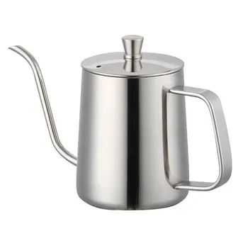 

Stainless Steel Hand Coffee Pot With Lid Coffee Tea Pot Non-stick Coating Food Grade Gooseneck Drip Kettle Swan Neck