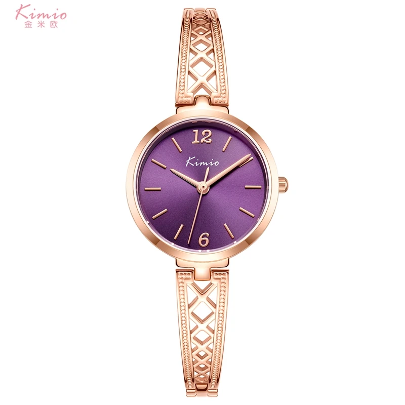 Kimio брендовые роскошные женские часы с браслетом, модные женские наручные часы под платье, женские кварцевые спортивные часы из розового золота, Прямая поставка K6410S - Цвет: Purpel
