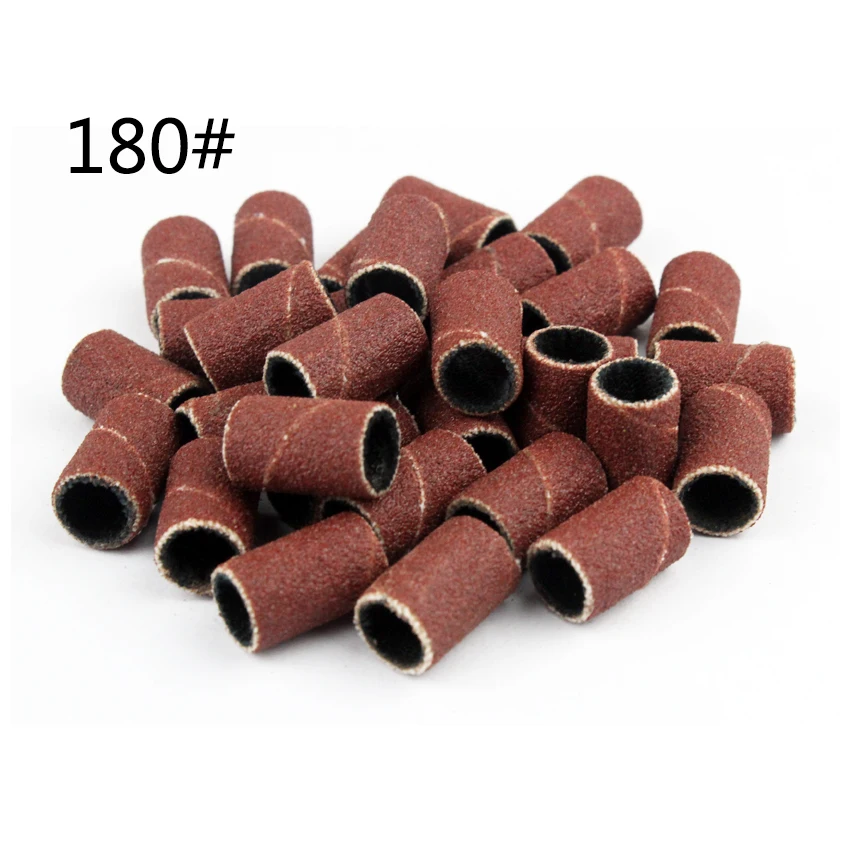 100Pcs/Pack#80#120#150#180#240 Sanding Bands Manicure Pedicure Nail Electric Drill Machine Grinding Sand Ring Bit