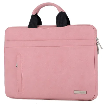 11 12 13 14 15 15,6 дюймов нейлоновая сумка для ноутбука из искусственной кожи чехол для Macbook air pro Xiaomi 13,3 водонепроницаемая сумка для женщин чехол - Цвет: PU Scrub Pink