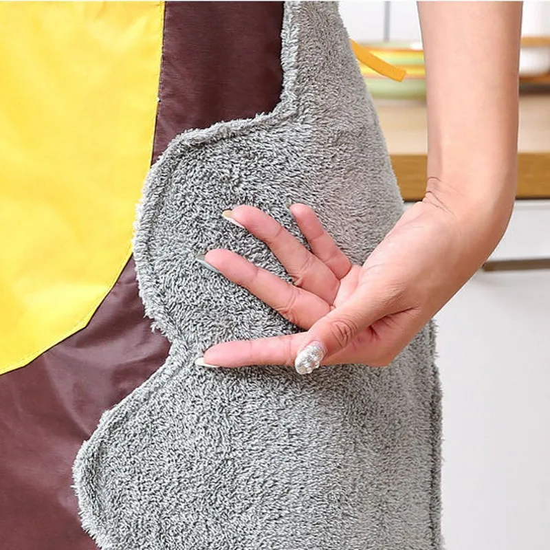Waterproof Oil Proof Cute Bear Cooking Apron Women Can Wipe Hands On Both Sides Pinafore Aprons kitchen Dress Baking Accessories