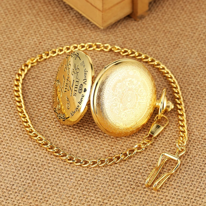 Popular Customized Pocket Watch to my husband I LOVE YOU Always Will Black/Silver/Gold Quartz Watch Chain Clock for Men Husband