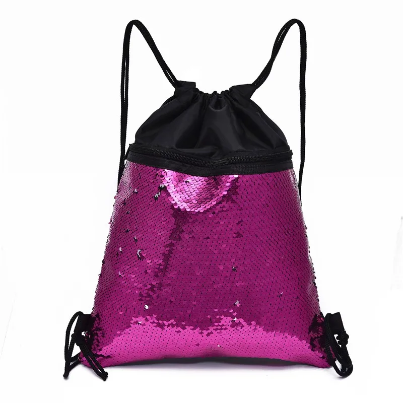 

Customizable Dance Outdoor Sports Multi-color Sequin Drawstring Bag WOMEN'S Backpack Storage Backpack Bag