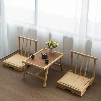 

Simple bay window tatami coffee table table Japanese style small coffee table creative tea table and chairs solid wood Zen
