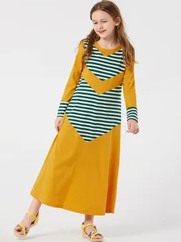 

spring teenage girls yellow yellow long causal dress wholesale children dress kids clothes