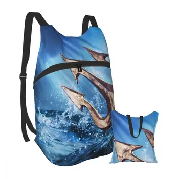 

Packable Backpack Foldable Outdoor Folding Handy Travel Bag for men women Trident Emerging From The Sea