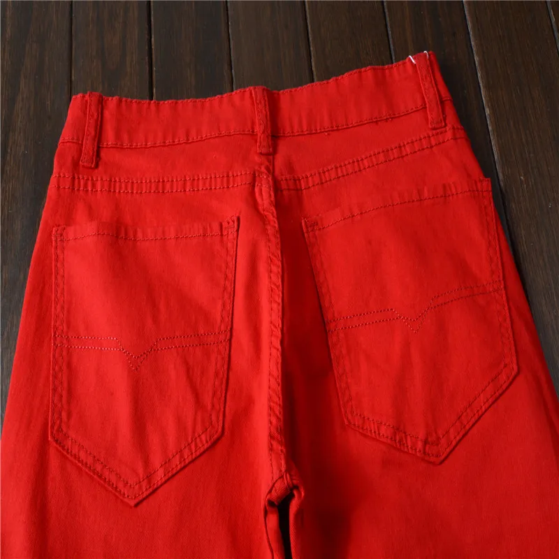 men's casual Europe US style small legs slim body broken hole motorcycle zipper cotton jeans fashion dropshipping pants