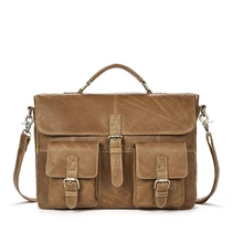 Сумка для ноутбука из натуральной кожи, мужская сумка на застежке, Повседневная винтажная мужская сумка с косым ремешком, портативный портфель для ноутбука KUMON, сумка для ноутбука 14 дюймов