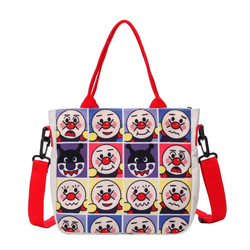 

Ougger Small Women Handbag 2019 Shoulder Bags Summer Red Canvas Korean Style Flap Bag with Cartoon Printing for Shopping