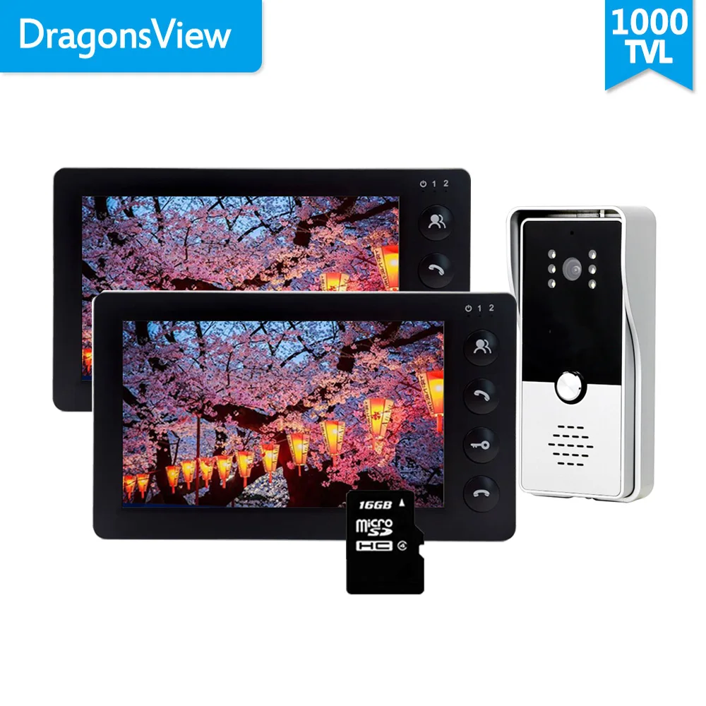 Dragonsview 7 Inch Video Door Phone 2 Monitors Wired Home Intercom System 1 Doorbell with Camera Unlock Record Motion Detection Dragonsview 7 Inch Video Door Phone 2 Monitors Wired Home Intercom System 1 Doorbell with Camera Unlock Record Motion Detection