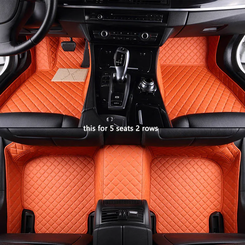 Пользовательские автомобильные коврики для Ford все модели focus explorer mondeo для Fiesta Ecosport Everest s-max c-max Mustang edge Tourneo kuga - Название цвета: 5Seats 2 rows Orange