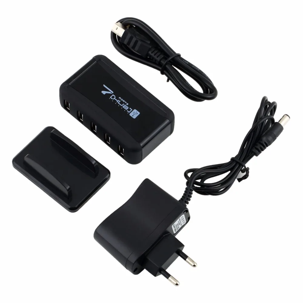 1 комплект Высокое Скорость USB Hub Портативный 7 Порты и разъёмы для туристического USB Hub адаптер переменного тока питания для ноутбука ПК компьютер(штепсельная Вилка европейского стандарта
