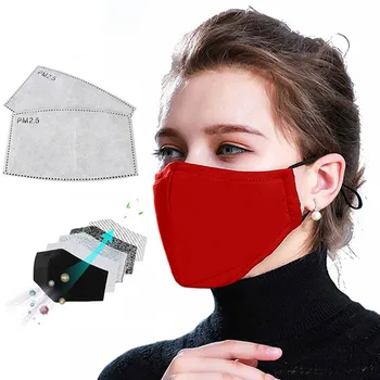 

PM2.5 Mask Dust Respirator Reusable Masks Cotton Unisex Mouth Masks + 2pcs Carbon Filter Pad Anti Pollution