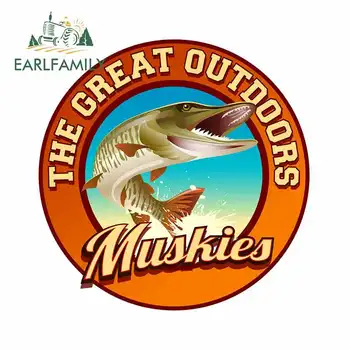 

EARLFAMILY 13cm x 12.9cm for Muskie Fish Label Design Fine Car Decal Waterproof Scratch-proof Sticker Car Decoration