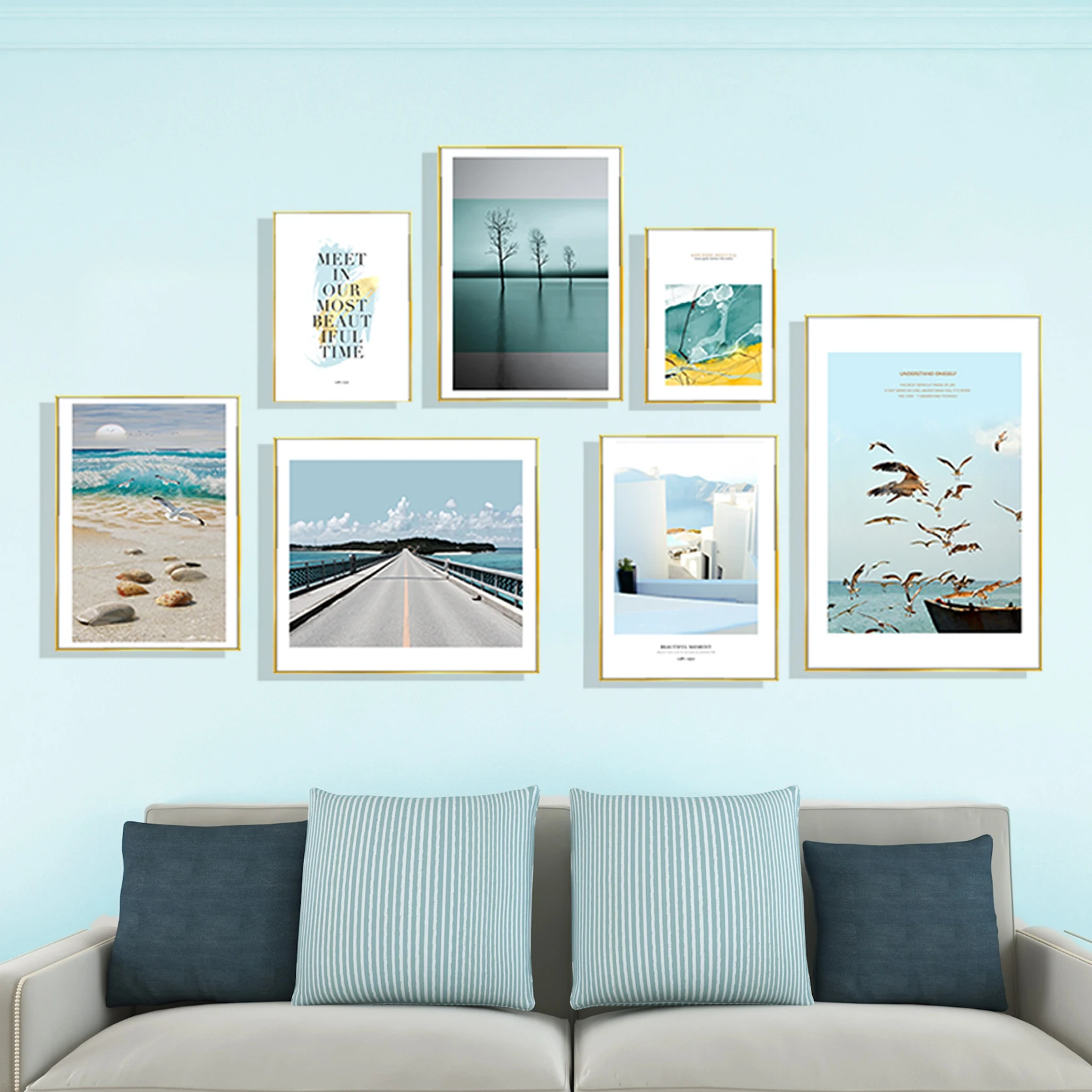 Landscape Canvas Print Painting Scandinavian Nature Light Blue Lake Picture Nordic Wall Art Poster Modern Home Decor | Дом и сад
