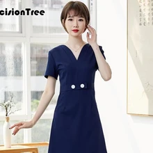 Высокое качество короткий и полный рукав спа Больница униформа медсестры женское платье Медицинские костюмы Твердые Скраб Топы клиника одежда